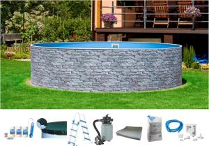 my POOL BWT Rundpool "STONE 3", (Set, 8 tlg.), Steindekor, in verschiedenen Größen
