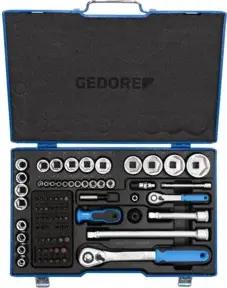 Gedore Steckschlüsselsatz, Set 81-teilig, 1/4 + 1/2 Zoll, Werkzeug, Nüsse Knarre Bits, für KFZ, 19 V20 U20, Blau
