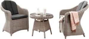Destiny Balkonset MALAGA, Polyrattan, 2 Sessel + Tisch Ø 60x55cm, inkl. Auflagen