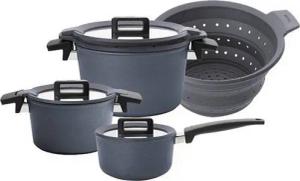 WOLL Topf-Set inkl. Deckel, Aluminium (4-tlg., 2x Kochtopf 20,24 cm 1x Stieltopf 18 cm, 1x Siebeinsatz), Spülmaschinengeeignet, NICHT Induktionsgeeignet