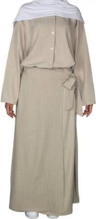 Aymasal Maxikleid 2 tlg. Liniertes Hemd & Rock Set EMIRA Abaya Alltagskleid daily Outfit