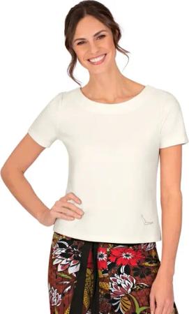 Trigema Sweatshirt "TRIGEMA Shirt mit kurzen Ärmeln mit Kristallsteinen"