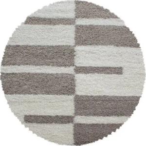 Stilvoll Günstig Hochflor-Teppich für Wohnzimmer und Schlafzimmer Kariertes Design, Rund, Höhe: 30 mm