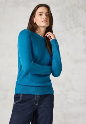 Cecil Damen Softer Feinstrickpullover in Blau, Gr: XXL
