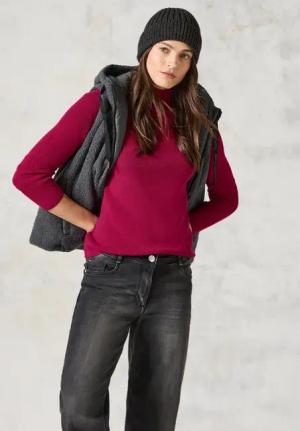 Cecil Damen Pullover mit Strukturmix in Pink, Gr: XL