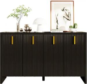 HAUSS SPOLE Sideboard mit goldenen Griffe und verstellbare Trennwände schwarz Modern (Modernes, minimalistisches Kommode, 1 St., 140*80*38cm), mit goldenen Griffen und verstellbaren Trennwänden
