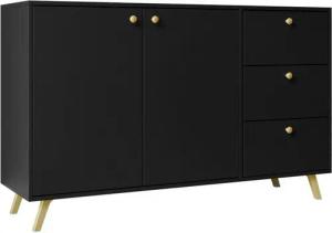 MIRJAN24 Kommode Siena 2D3S (mit zwei Drehtüren und drei Schubladen), Metallgriffe in der Farbe Gold