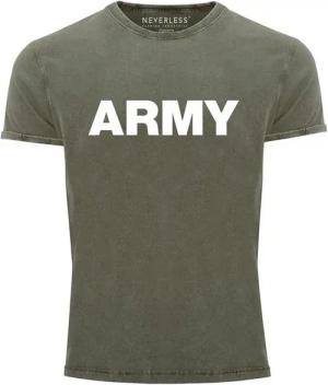 Neverless Print-Shirt Herren Vintage Shirt Army Printshirt T-Shirt Used Look Slim Fit mit Print