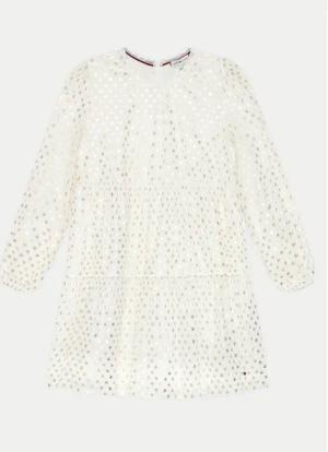 Tommy Hilfiger Elegantes Kleid Foil Star Dress Ls KG0KG08210 Écru Regular Fit