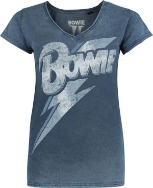 David Bowie T-Shirt - Lightning Bolt - S bis XXL - für Damen - Größe L - blau - Lizenziertes Merchandise!