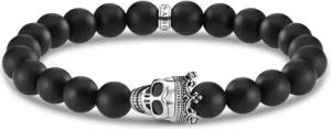 Obsidian Armband Totenkopf König aus Sterlingsilber