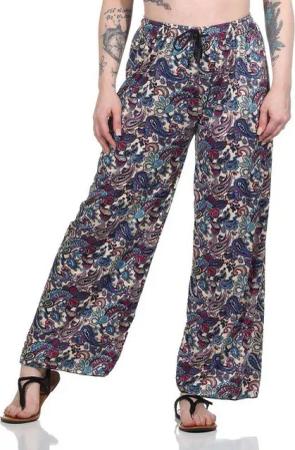 Aurela Damenmode Strandhose Leichte Sommerhose mit Alloverdruck luftige Damen Culotte sommerliche Looks, Länge ca. 99cm