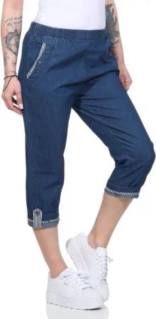 Aurela Damenmode Caprijeans Kurze Damen Jeans Bermuda 7/8 Sommerhose auch in großen Größen erhältlich, moderne M