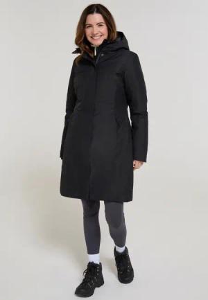 Polar Hybrid Lange Damen Daunenjacke - Schwarz