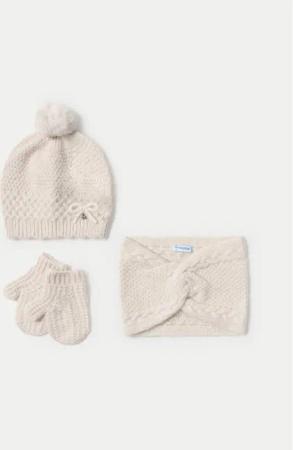 Mayoral Set Mütze, Loop-Schal und Handschuhe 10769 Beige