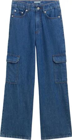 TOM TAILOR Mädchen Weite Cargo Jeans mit Bio-Baumwolle, blau, Uni, Gr. 134