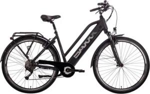 SAXXX E-Bike Cityrad Comfort Sport Trapez Elektrofahrrad, 9 Gang Shimano Alivio Schaltwerk, Kettenschaltung, Hinterradmotor, 418 Wh, integriertes Rahmenschloss