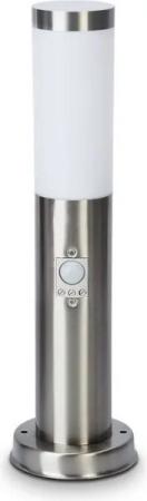 hofstein Pollerleuchte »Gnocchetta« moderne Sockelleuchte aus Metall/Kunststoff, Nickel-matt, ohne Leuchtmittel, Gartenlampe m. E27, IP44Bewegungsmelder/Weiß