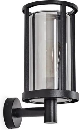 hofstein Außen-Wandleuchte Außenwandlampe aus Metall/Glas in Schwarz/Rauchfarben, ohne Leuchtmittel, Leuchte im Industrial-Design für Garten/Terrasse/Hof, 1 x E27, IP44