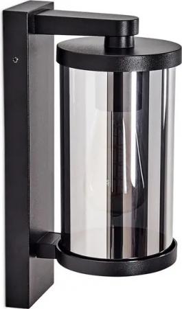hofstein Außen-Wandleuchte Außenwandlampe aus Metall/Glas in Schwarz/Rauchfarben, ohne Leuchtmittel, Leuchte im Industrial-Design für Garten/Terrasse/Hof, 1 x E27, IP44