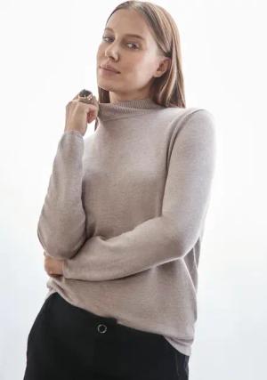 Street One Frauen Basic Rollkragen-Pullover in Beige, Gr: 40