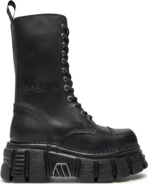 NEW ROCK Schnürstiefel M-MILI211-C14 Schwarz