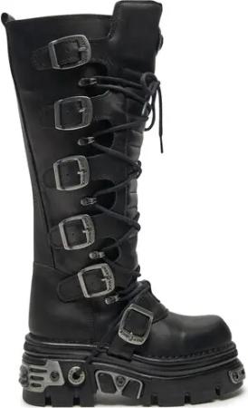 NEW ROCK Schnürstiefel M-272-S1 Schwarz