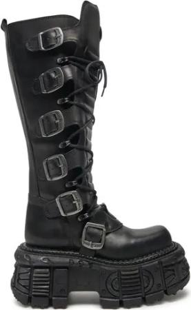 NEW ROCK Schnürstiefel M-272-S3 Schwarz