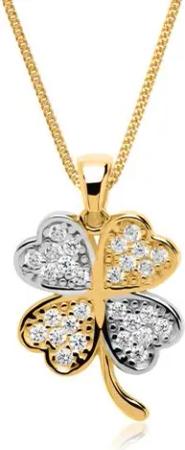 Kette Kleeblatt aus 333er Gold mit weißen Zirkonia