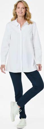 Hemdkragenbluse in weiter Form - weiß - Gr. 22 von Goldner Fashion