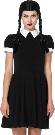 Leg Avenue Kostüm Gothic Schulmädchen, Düsteres Schoolgirl Outfit mit Zopfperücke