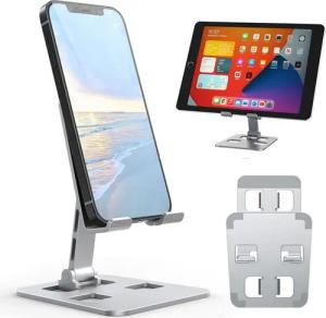 walkbee Handyständer,Smartphone-Halterung,Handystand Tablet Halter Handy-Halterung, (bis 14,70 Zoll, Klappbarer Handyständer-Schreibtisch,Zusammenklappbar und Tragbar, 1-tlg, Winkel und Höhe verstellbar Aluminium Smartphone-Halterung)