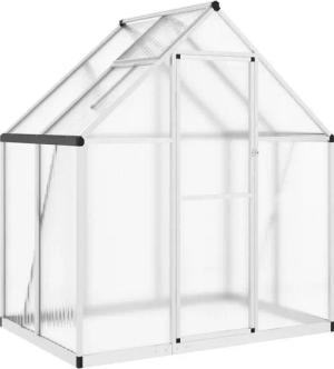 furnicato Gewächshaus mit Fundamentrahmen Silbern 169x114x195 cm Alu