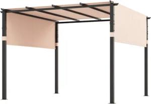KOMFOTTEU Pavillon, Pergola 3x3 m mit Überdachung, Sonnenschutz freistehend