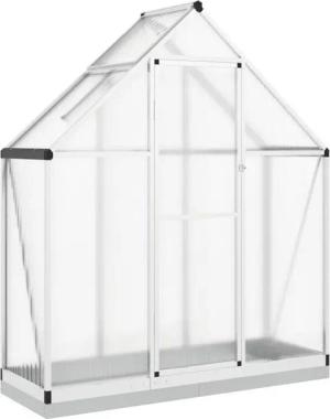 furnicato Gewächshaus mit Fundamentrahmen Silbern 169x58x202cm Aluminimum