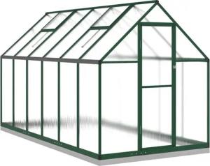 furnicato Gewächshaus mit Fundamentrahmen Grün 334x169x202 cm Aluminimum
