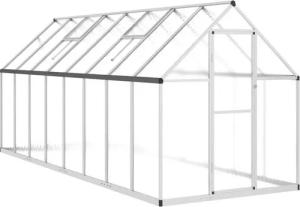 furnicato Gewächshaus mit Fundamentrahmen Silber 445x169x195cm Aluminimum