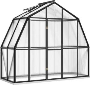 furnicato Gewächshaus mit Fundamentrahmen Anthrazit 3,3 m² Aluminimum