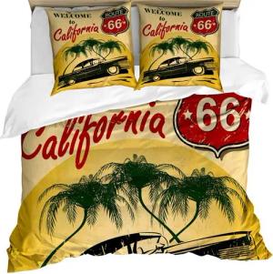 Abakuhaus Bettwäsche Milbensicher Allergiker geeignet mit Kissenbezügen, Microfaser, Retro California Werbung
