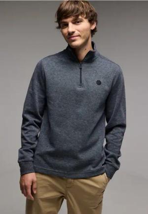 Street One MEN Männer Troyer Langarmshirt in Grau, Gr: 3XL
