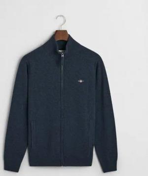 Gant Strickjacke SUPERFINE LAMBSWOOL ZIP CARDIGAN, DARK NAVY MELANGE