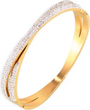 KARMA Armreif Damenarmreif Gold Metall Armschmuck Damen Armband vergoldet (Strassarmband Strassarmreif modern), goldener Damenschmuck mit Strass besetzt