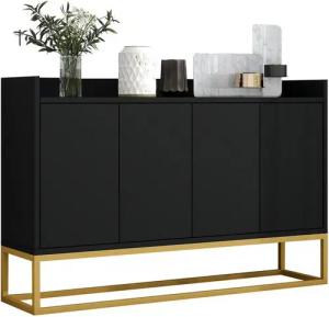 Flieks Sideboard, Kommode mit 4 Türen mit goldenen Metallbeine 120x30x80cm