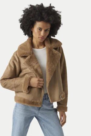 Vero Moda Fellmantel Peggy 10290150 Braun Regular Fit
