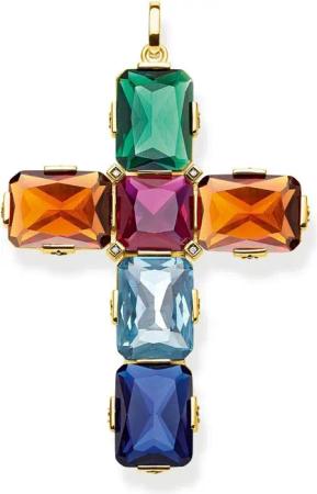 Thomas Sabo Anhänger - Kreuz Farbige Steine Gross - PE858-996-7