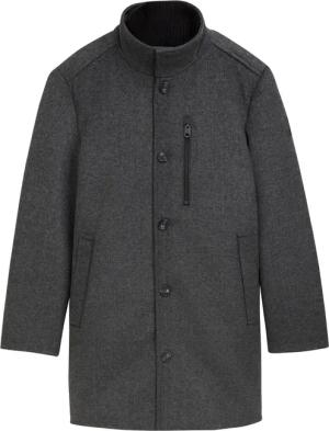 TOM TAILOR Herren 2-in-1 Mantel mit Wolle, schwarz, Uni, Gr. XXL