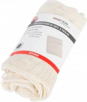 axentia Einkaufsbeutel Einkaufsnetz-Set, 3 Stk. 100 % Baumwolle 133598