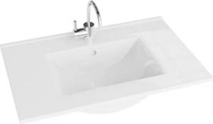Waschbecken Einbauwaschbecken FLORYDA 600, rechteckig (610×405×180 mm), mit Überlauf mit 1 Hahnloch glänzend, weiß