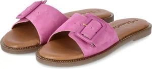 Tamaris Pantoletten für Damen - Gr. 37 - pink - Leder,Rauleder