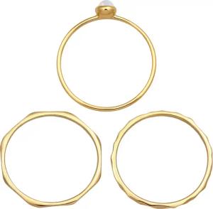 Elli Ringe - Ring Solitär Mondstein 3er Ring Set 375 Gelbgold - Gr. 56 MM - in Gold - für Damen